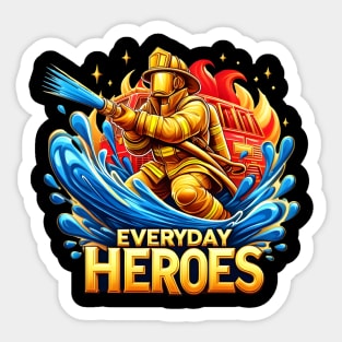 The Brave Fireman Battling the Blaze Sticker